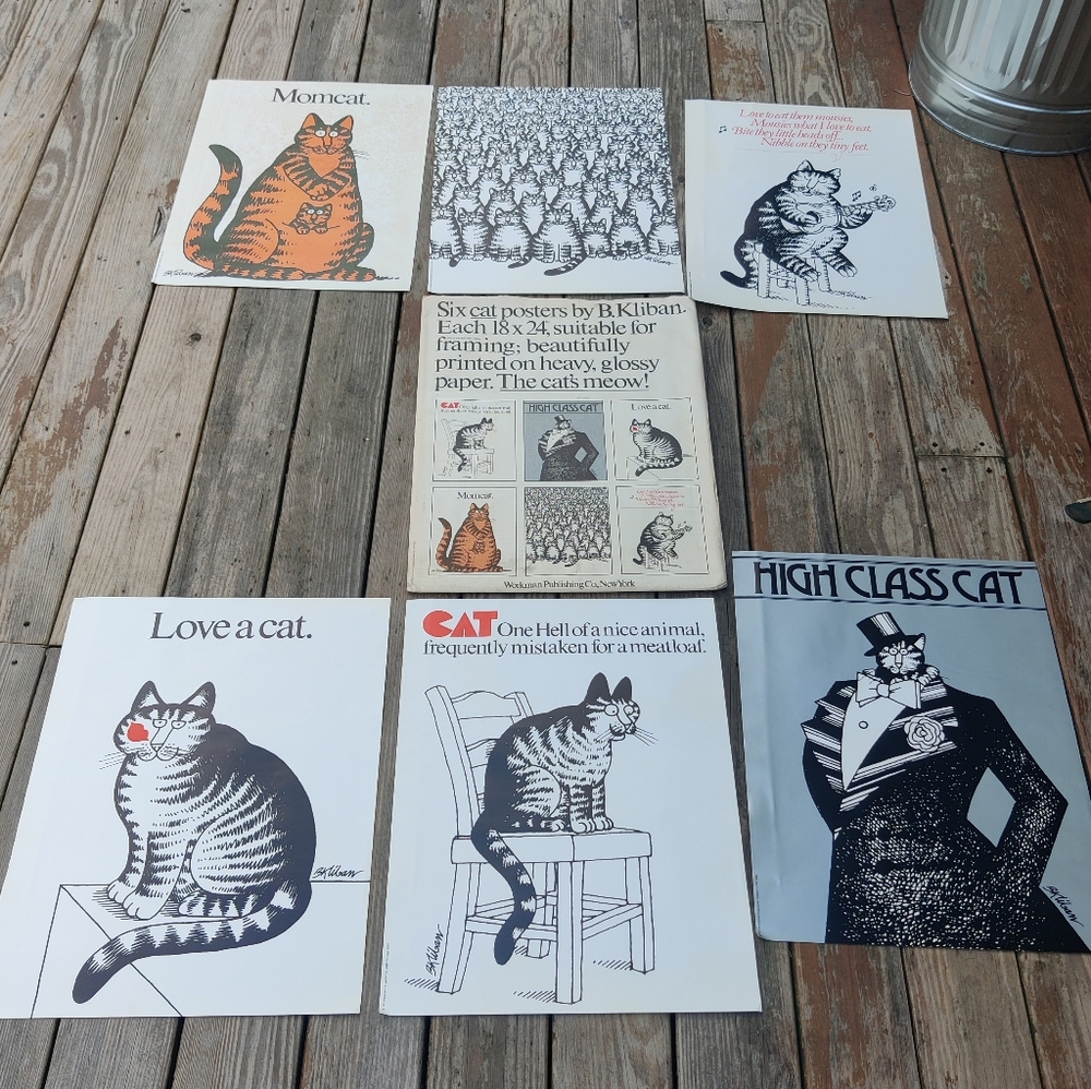 B Kliban Cat Posters 1977 Set of 6 Complete 18x24 Unused Workman Publishing READ